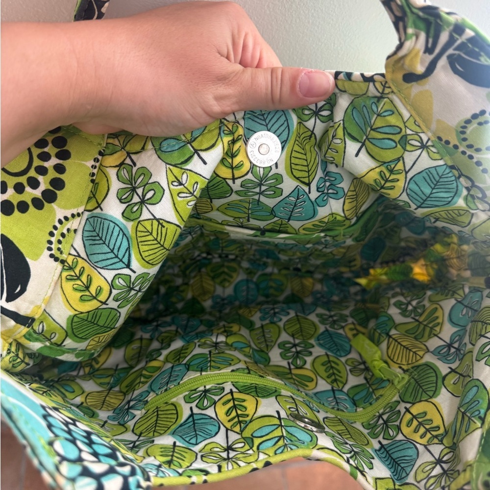 Vera Bradley Quilted Floral Tote Green Blue Vintage Print Shoulder Bag Paisley - Picture 5 of 8